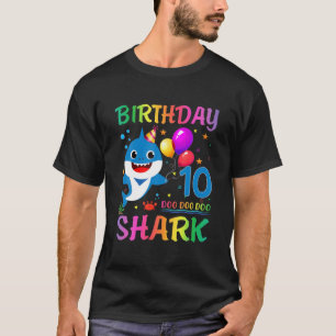 Kinder Baby Shark Birthday Girl Boy 10 jaar oud 10 T-shirt