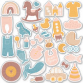 Kinder babydieren en speelgoed. Funny nursery Sticker (Voorkant)