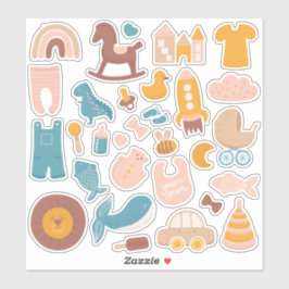 Kinder babydieren en speelgoed. Funny nursery Sticker