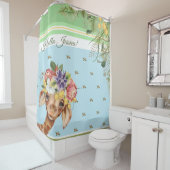 Kinder badkamer Kute giraffe floral custom Douchegordijn (In situ)