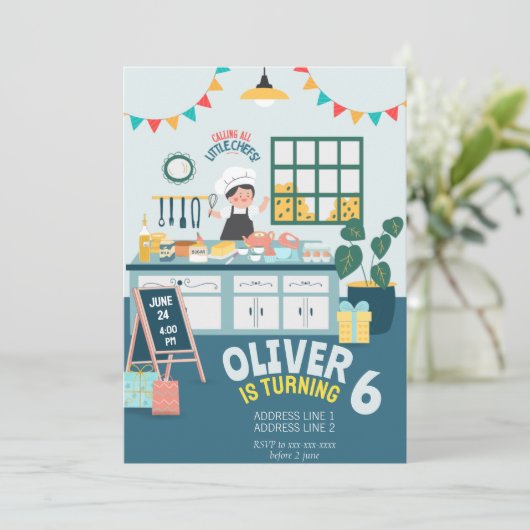 Kinder bakverjaardag kaart (Staand voorkant)