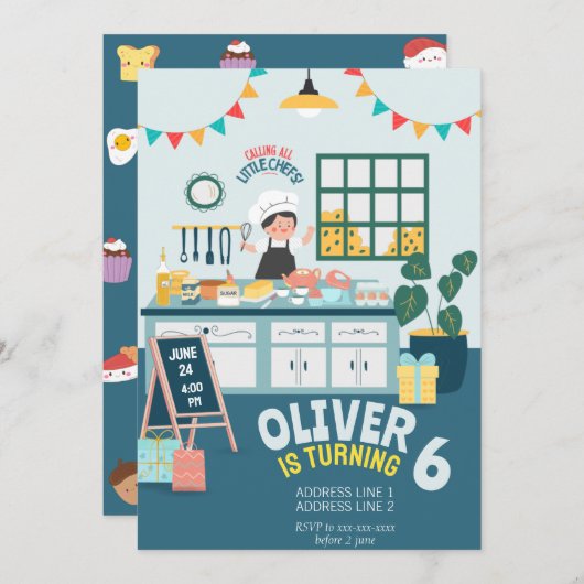 Kinder bakverjaardag kaart (Voorkant / Achterkant)