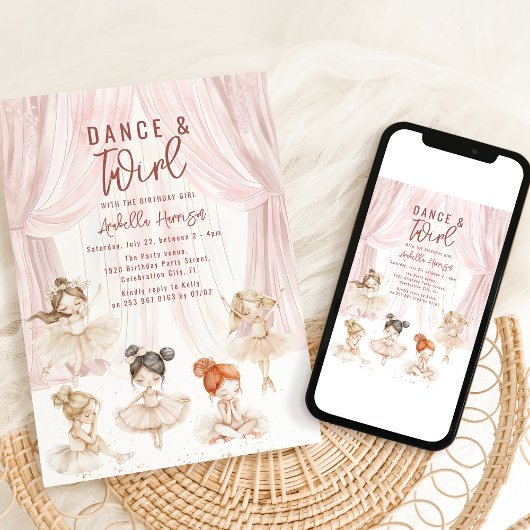 Kinder Ballet Waterverf | Uitnodiging voor verjaar