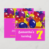 Kinder ballonnen "hot roze" "any age age" kaart (Voorkant / Achterkant)