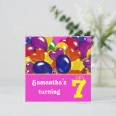 Kinder ballonnen "hot roze" "any age age" kaart (Staand voorkant)