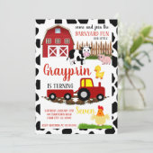 Kinder Barnyard verjaardagsuitnodiging voor jongen Kaart (Staand voorkant)