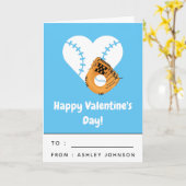 Kinder Baseball Heart Classroom Valentijnsdag blau Kaart (Gele Bloem)