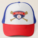 Kinder Baseball Persoonlijke naam Trucker Pet<br><div class="desc">Cute pet voor een honkbalfeest. Pas het aan met de naam van uw kind.</div>