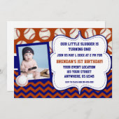 Kinder Baseball Photo Birthday Uitnodiging (Voorkant / Achterkant)