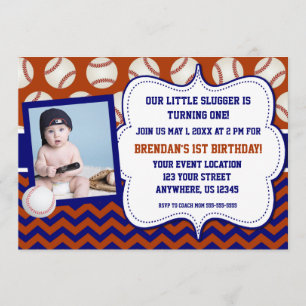 Kinder Baseball Photo Birthday Uitnodiging