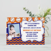 Kinder Baseball Photo Birthday Uitnodiging (Staand voorkant)