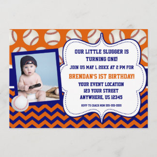 Kinder Baseball Photo Birthday Uitnodiging