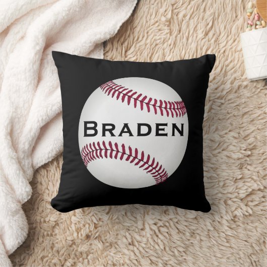 Kinder Baseball Player Custom Name of Text Pillow Kussen (Deken)