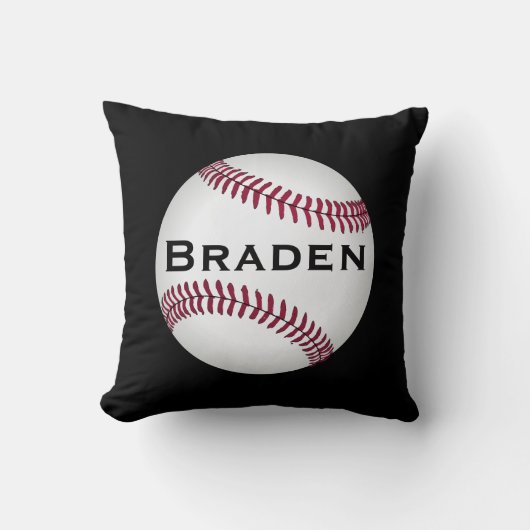 Kinder Baseball Player Custom Name of Text Pillow Kussen (Voorkant)