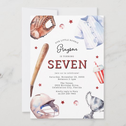 Kinder Baseball verjaardagsfeestje uitnodiging (Voorkant)