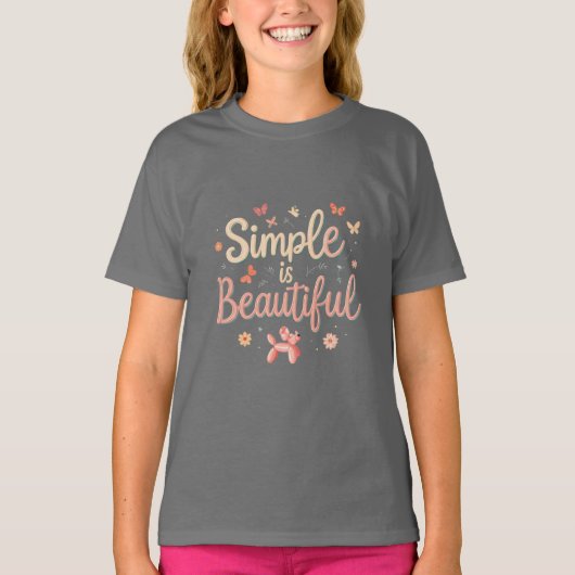 Kinder basic T-shirt - Eenvoudig is mooi (Voorkant)