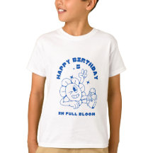 Kinder Basic T-Shirt Happy Birthday in volle bloei