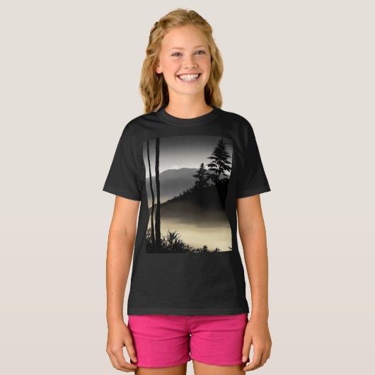 Kinder basic T-shirt met gedurfde zwart-witte cann (Voorkant volledig)