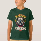 Kinder basic T-shirt met Warende Bulldog Watchdog  (Voorkant)