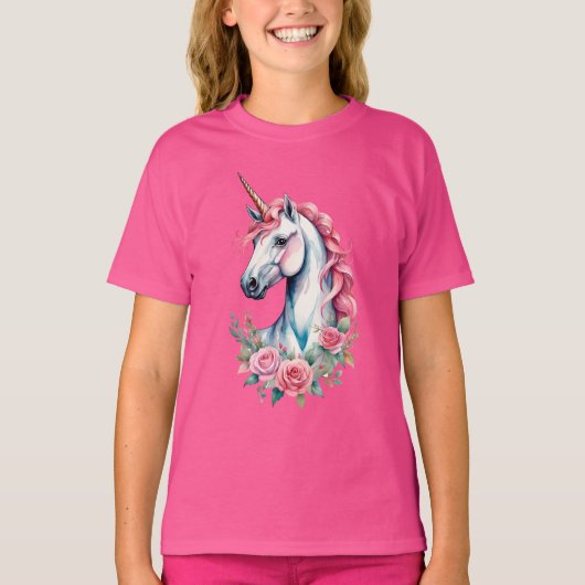 Kinder Basic T-Shirt pinkunicorn (Voorkant)