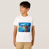 kinder basis t-shirt Alpaca op het strand Dank u (Voorkant volledig)