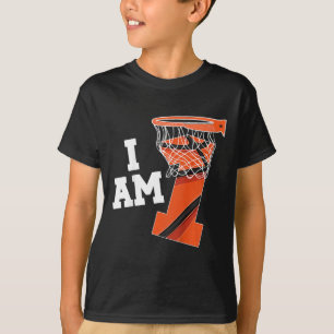 Kinder basketbal 1e verjaardagsjongen een jaar oud t-shirt