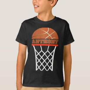 Kinder basketbal Anthony aangepaste naam cadeau vo T-shirt