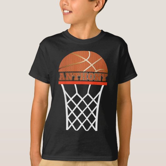 Kinder basketbal Anthony aangepaste naam cadeau vo T-shirt (Voorkant)