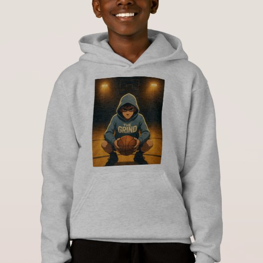 Kinder basketbal hoodie - De Grind (Voorkant)