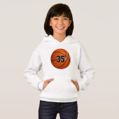 kinder basketbal hoodie met aangepaste jersey numm (Voorkant volledig)
