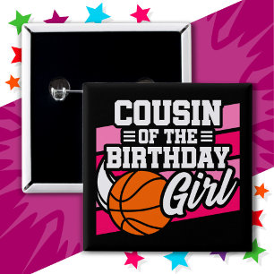 Kinder Basketbal Party Neef van het Verjaardagsmei Vierkante Button 5,1 Cm