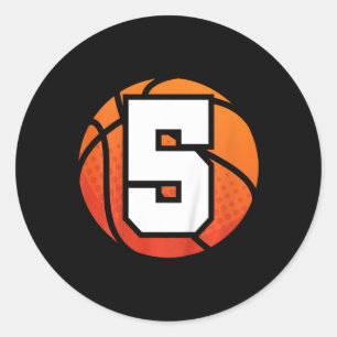 Kinder basketbal Verjaardag 5 Nummer Vijf Jaar Oud Ronde Sticker