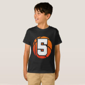 Kinder basketbal Verjaardag 5 Nummer Vijf Jaar Oud T-shirt (Voorkant volledig)