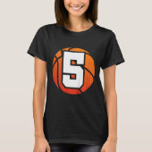 Kinder basketbal Verjaardag 5 Nummer Vijf Jaar Oud T-shirt (Voorkant)