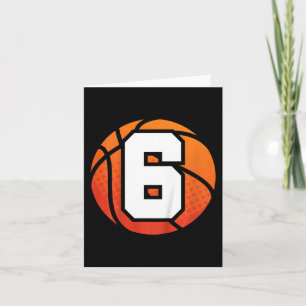 Kinder basketbal Verjaardag 6 Nummer Zes Jaar Oud Kaart