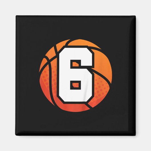 Kinder basketbal Verjaardag 6 Nummer Zes Jaar Oud  Magneet (Voorkant)