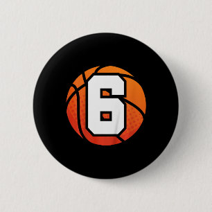 Kinder basketbal Verjaardag 6 Nummer Zes Jaar Oud  Ronde Button 5,7 Cm