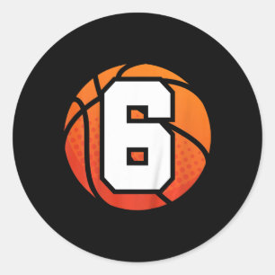 Kinder basketbal Verjaardag 6 Nummer Zes Jaar Oud Ronde Sticker