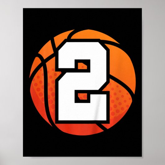 Kinder Basketbal Verjaardag Nummer 2 voor Twee Jaa Poster (Voorkant)
