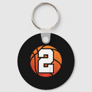 Kinder Basketbal Verjaardag Nummer 2 voor Twee Jaa Sleutelhanger
