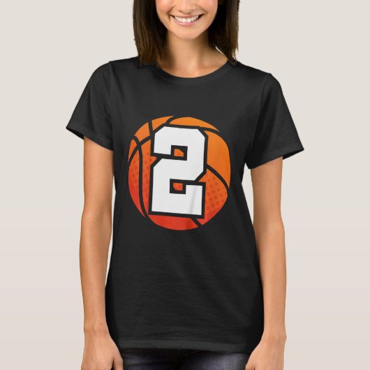 Kinder Basketbal Verjaardag Nummer 2 voor Twee Jaa T-shirt (Voorkant)