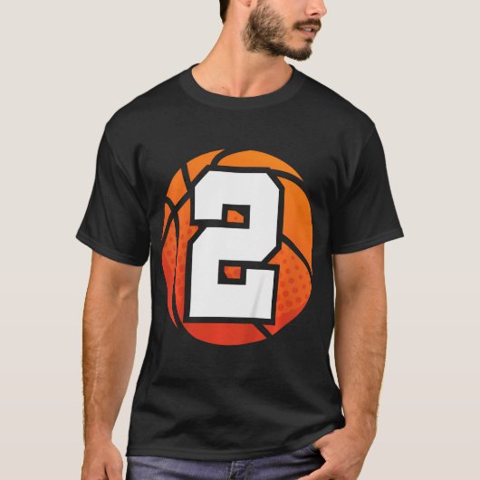Kinder basketbal verjaardag Shirt nummer 2 voor tw (Voorkant)
