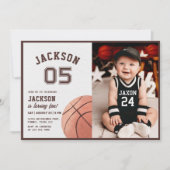 Kinder Basketbal Waterverf Verjaardagsfeest Foto Kaart (Voorkant)