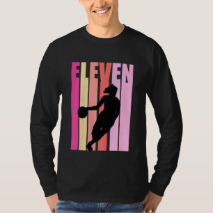 Kinder Basketball 11th Birthday Kinder Girls Retro T-shirt