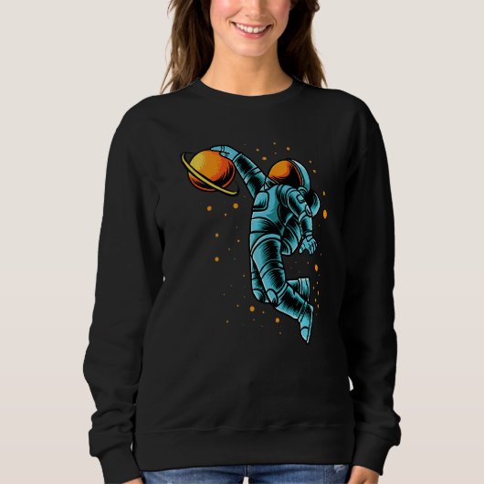 Kinder Basketball Astronaut Mannen Vrouwen Trui (Voorkant)