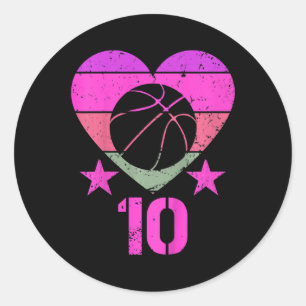 Kinder Basketball Birthday 10-jarig meisje tent Ronde Sticker