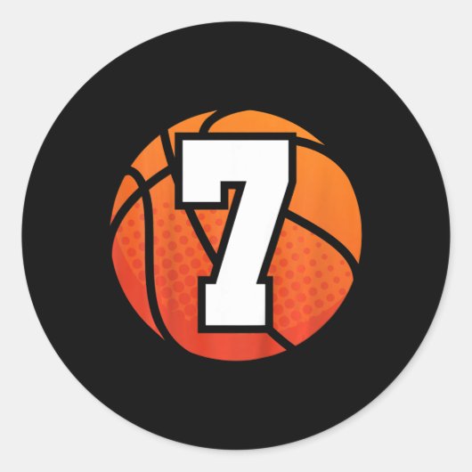 Kinder Basketball Birthday 7 Nummer zeven jaar oud Ronde Sticker (Voorkant)