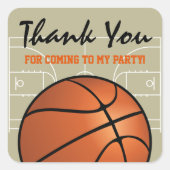 Kinder Basketball Birthday Party Vierkante Sticker (Voorkant)
