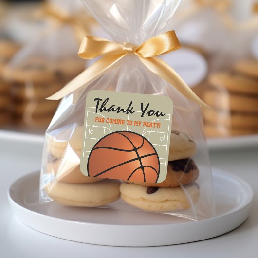 Kinder Basketball Birthday Party Vierkante Sticker