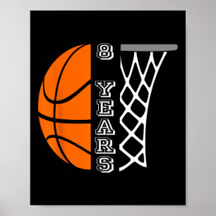Kinder Basketball Birthday voor jongens van 8 jaar Poster